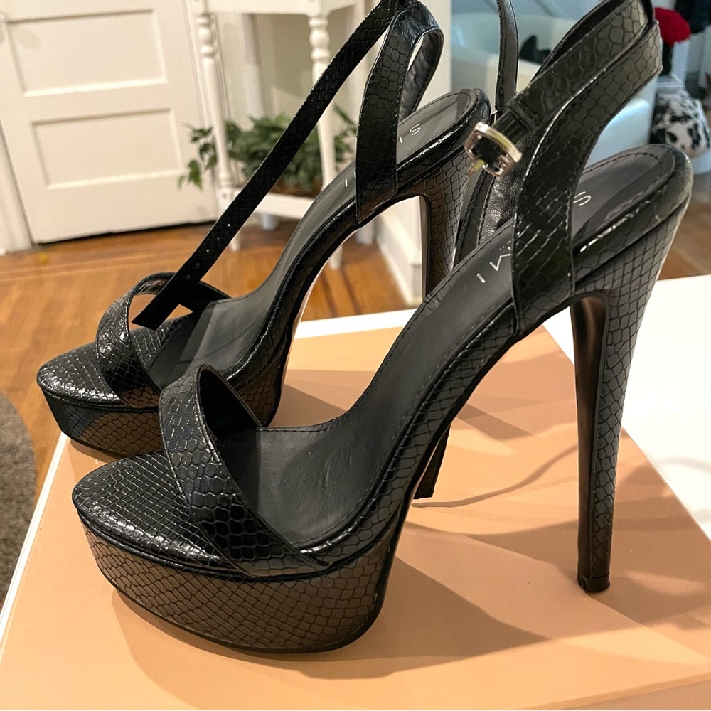 Simmi black snakeskin Sandals